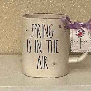 Rae Dunn White Ceramic Mug with Lilac Rim & Bunnies in the Garden